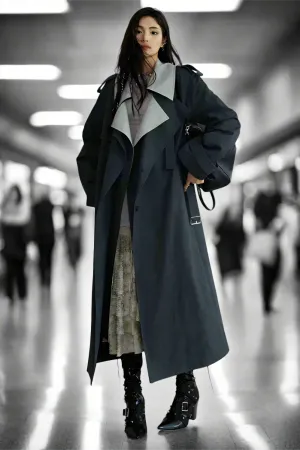 Shadowveil Color-Block Trench