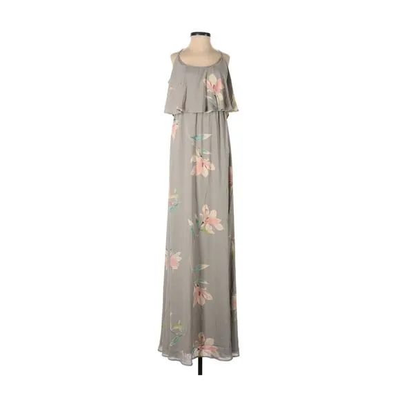 Show Me Your Mumu Caitlin Ruffle Maxi Dress in Lily Showers S NWT