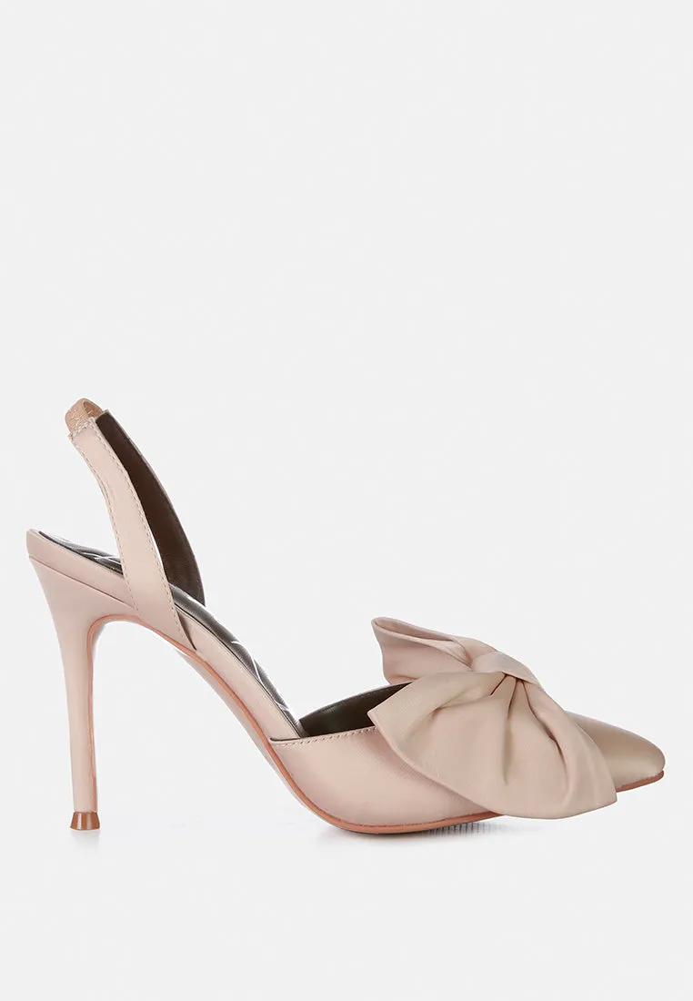 Smitten Bow Stiletto Heel Slingback Sandals By Ruw