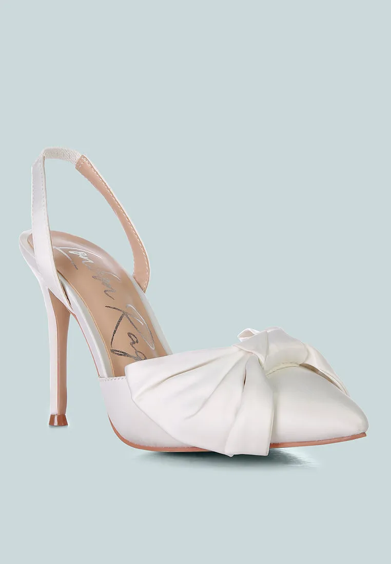 Smitten Bow Stiletto Heel Slingback Sandals By Ruw