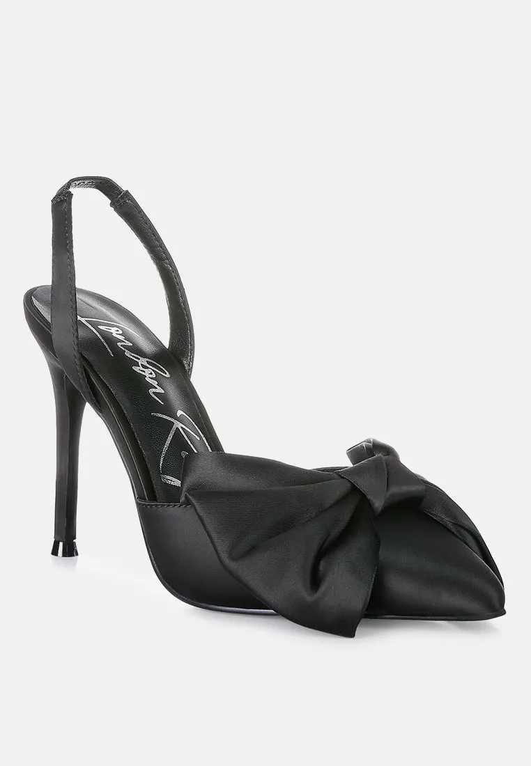 Smitten Bow Stiletto Heel Slingback Sandals By Ruw