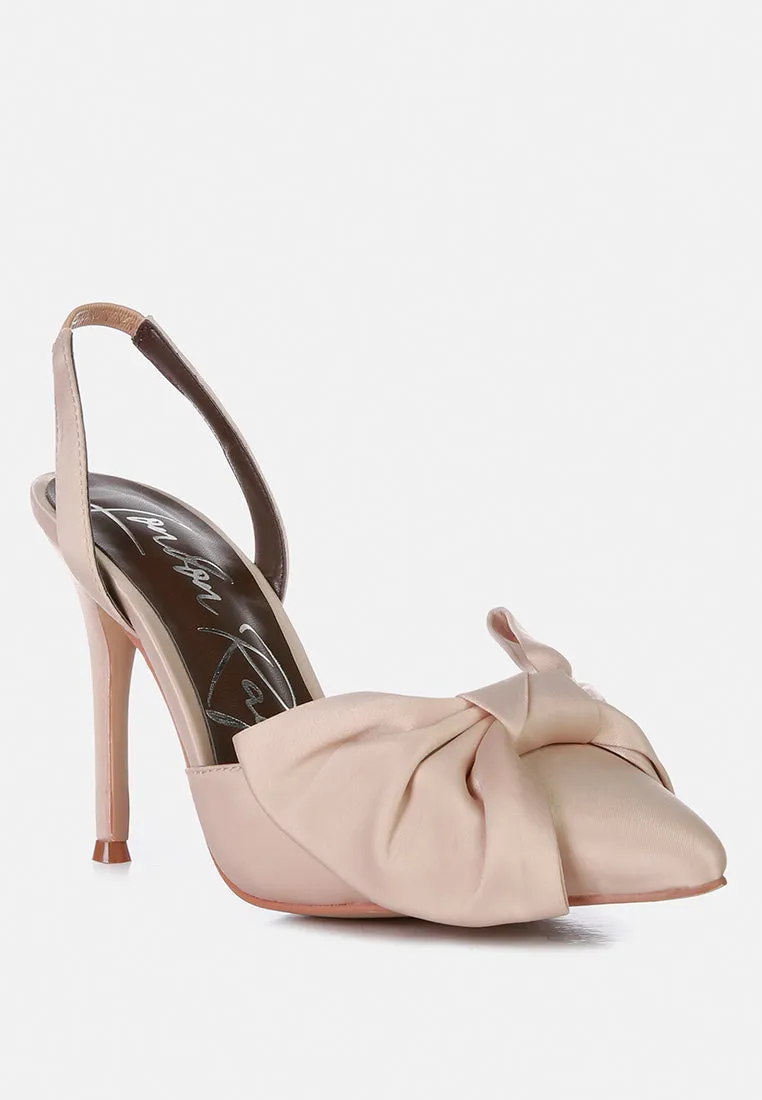 Smitten Bow Stiletto Heel Slingback Sandals By Ruw