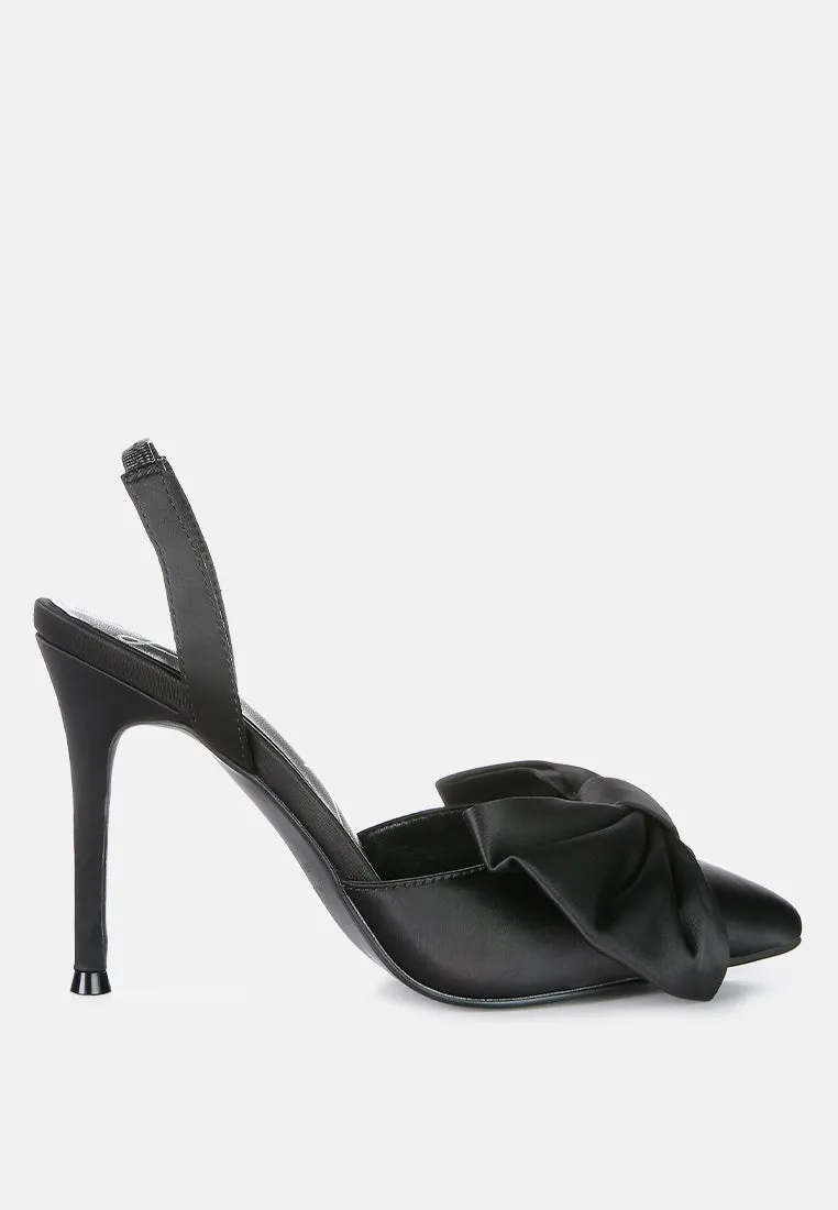 Smitten Bow Stiletto Heel Slingback Sandals By Ruw