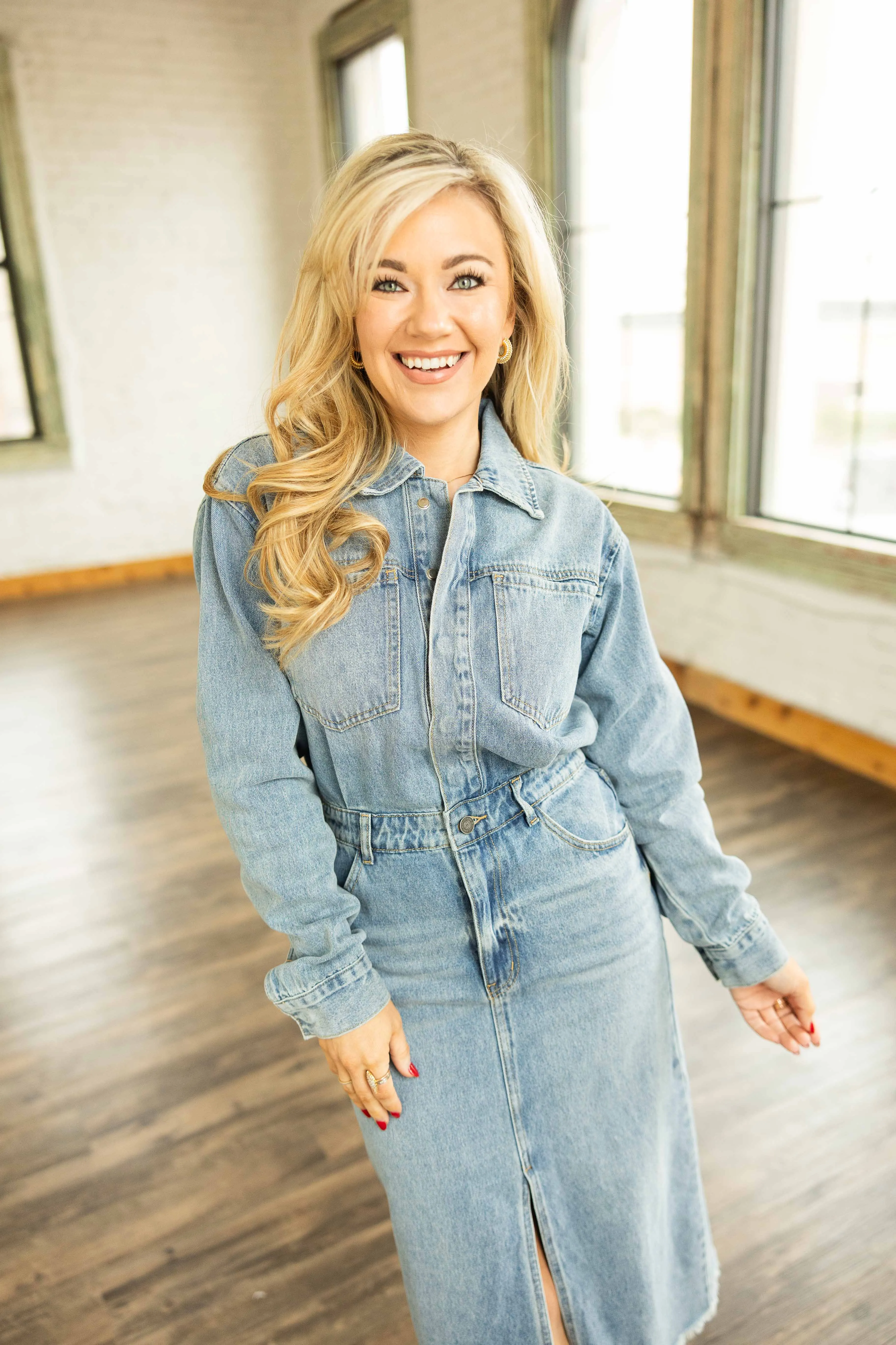 SOLANA DENIM MIDI DRESS
