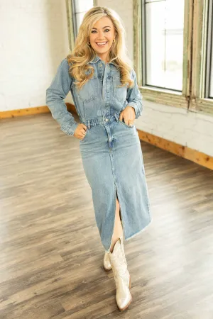 SOLANA DENIM MIDI DRESS