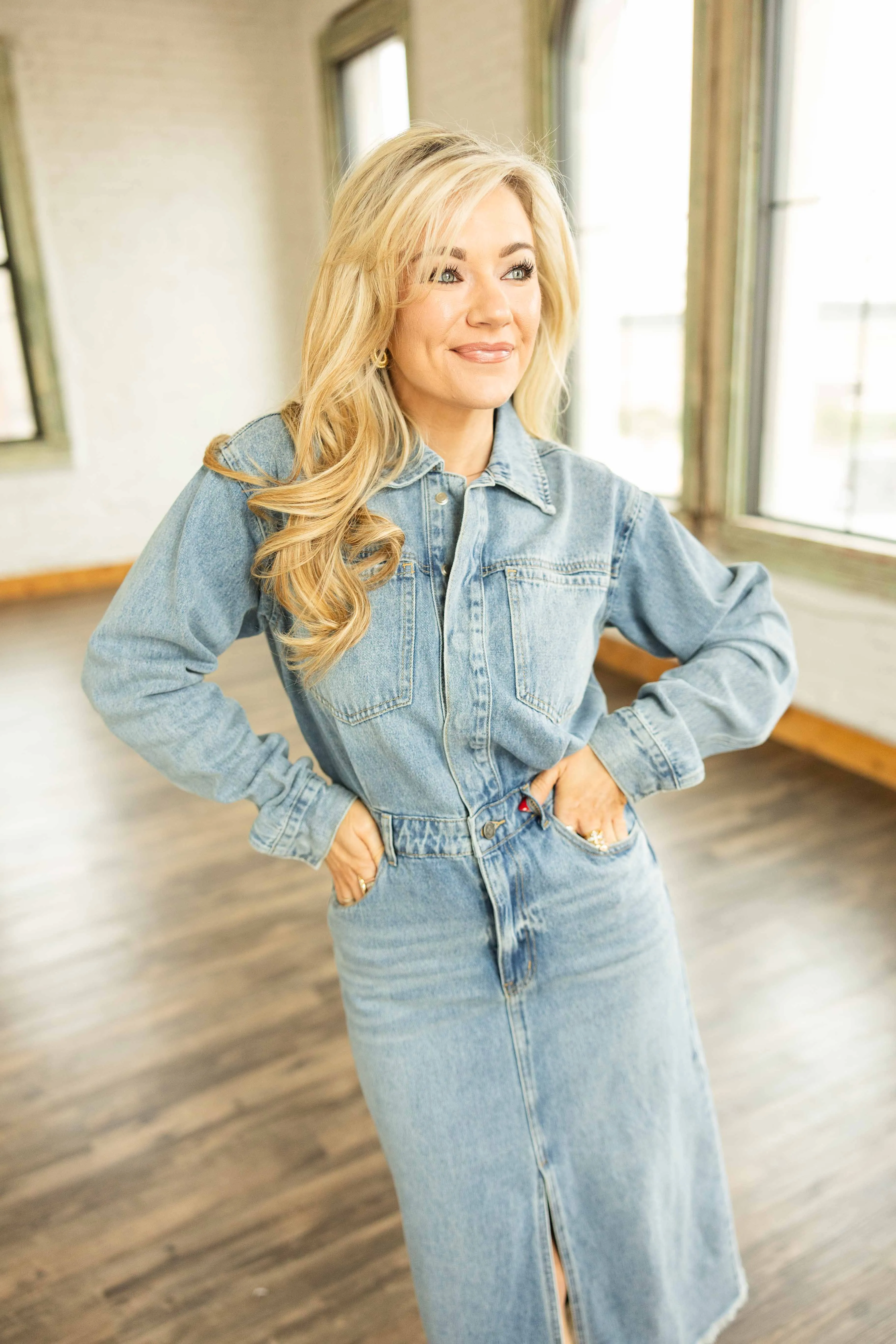 SOLANA DENIM MIDI DRESS