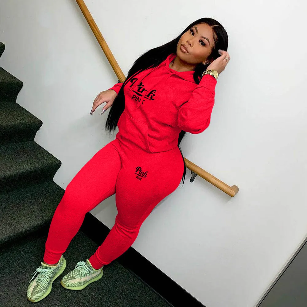 Stylish Printed Hoodie and Jogger Cotton Blend Sportswear Set