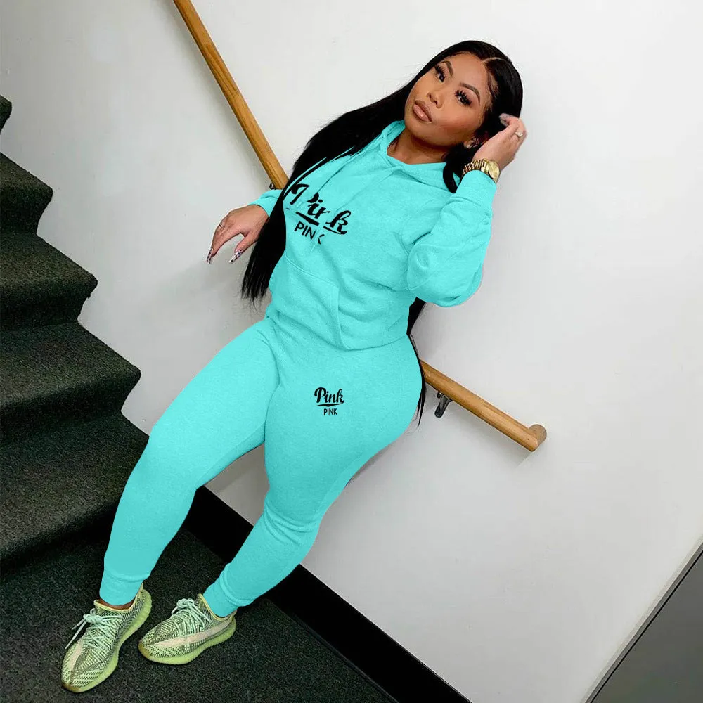 Stylish Printed Hoodie and Jogger Cotton Blend Sportswear Set