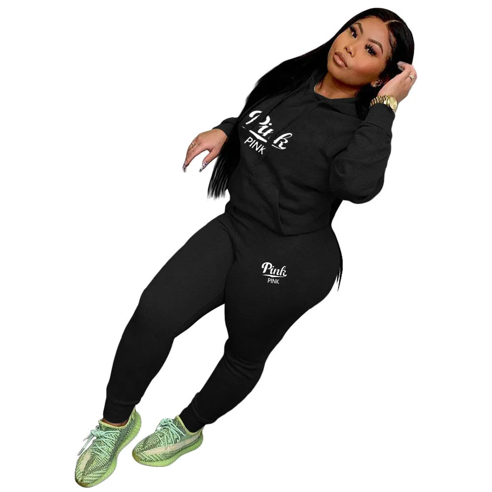 Stylish Printed Hoodie and Jogger Cotton Blend Sportswear Set