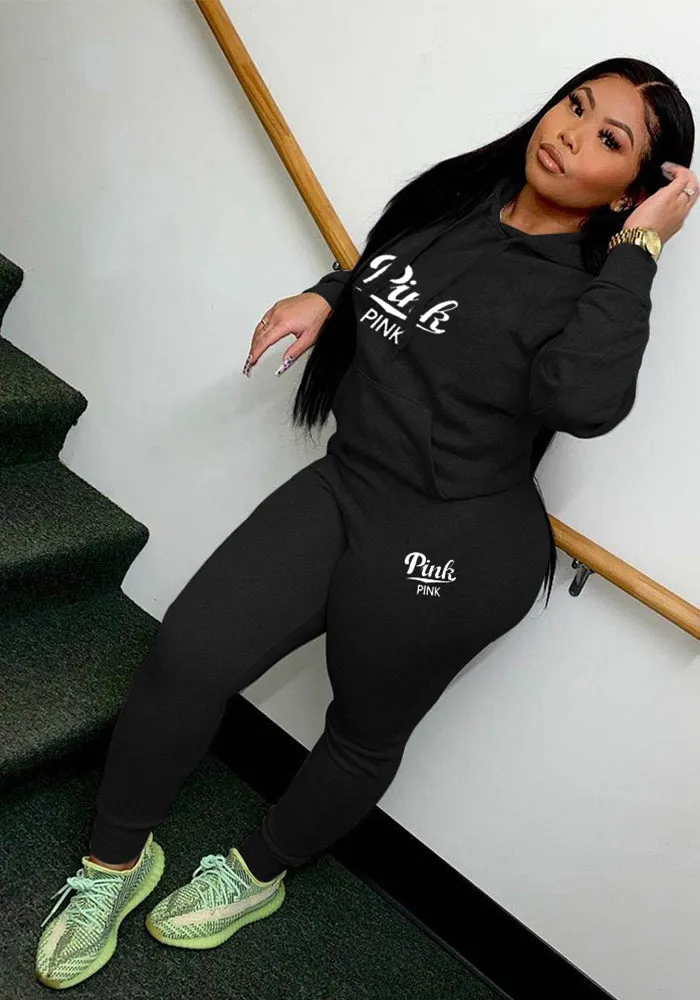 Stylish Printed Hoodie and Jogger Cotton Blend Sportswear Set