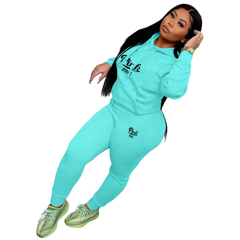 Stylish Printed Hoodie and Jogger Cotton Blend Sportswear Set
