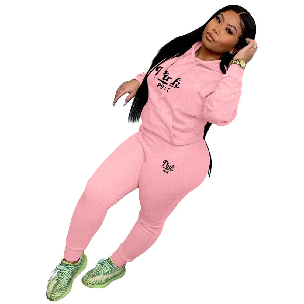 Stylish Printed Hoodie and Jogger Cotton Blend Sportswear Set