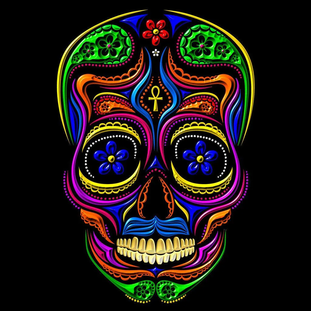 Sugar Skull Mexican Skull Women's Long Tank Dress (Black)
