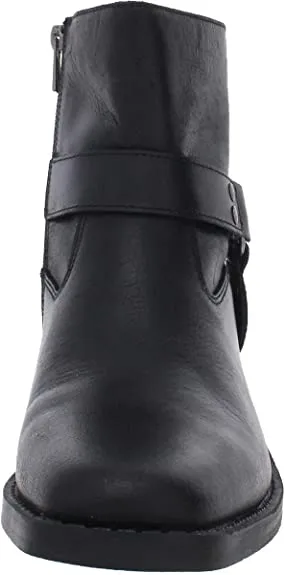 Sun   Stone Womens Pheobie Leather Square Toe Booties Black 7.5 Medium (B,M)