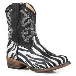Toddler's Roper Riley Zebra Western Boots Handcrafted Black