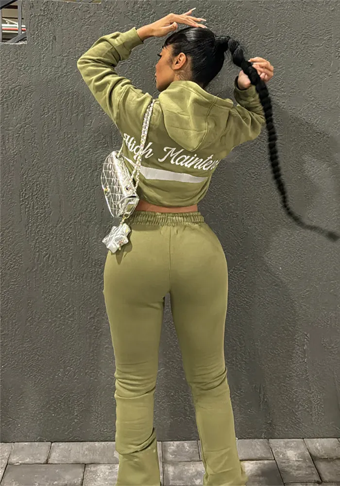 Trendy Streetwear Cropped Hoodie and High-Waisted Jogger Set