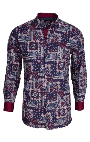 TRENTON NAVY LONG SLEEVE SLIM FIT SHIRT