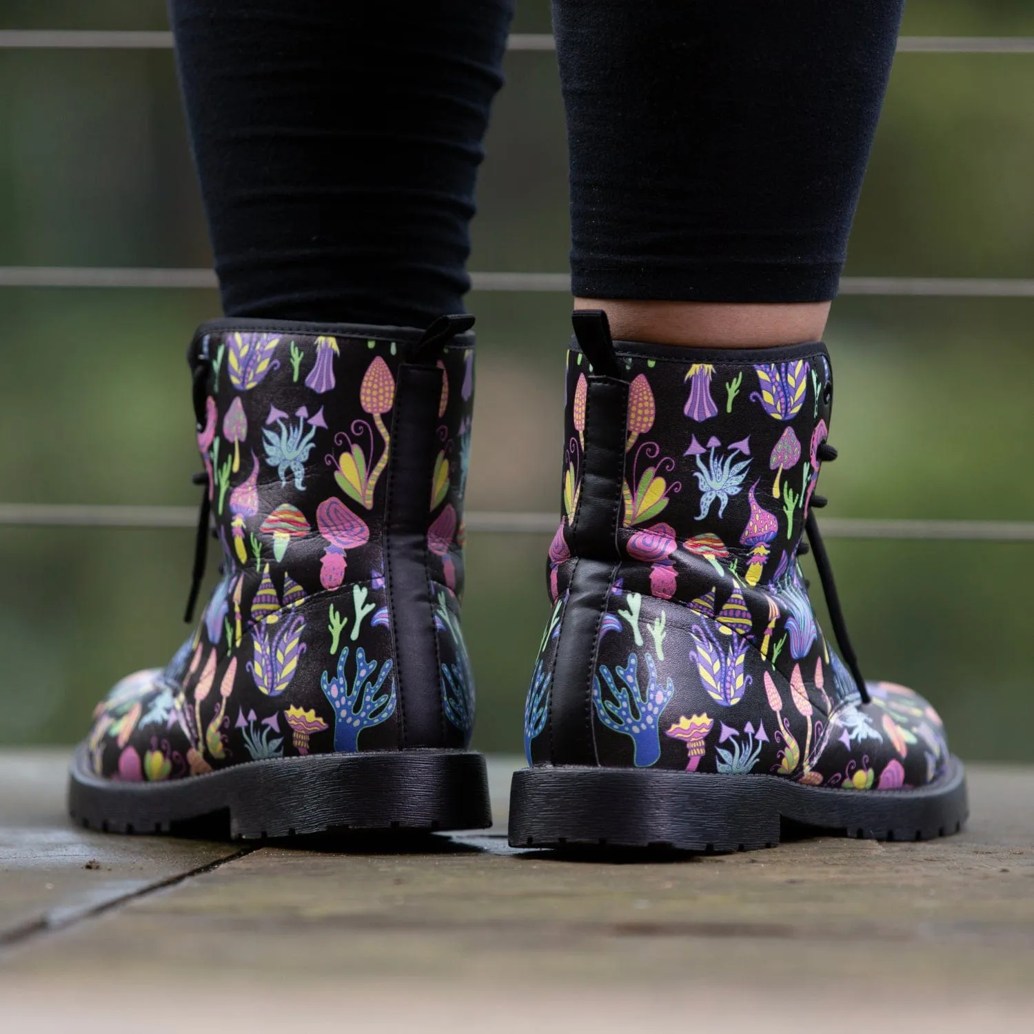 Trippy Mushrooms Vegan Leather Boots