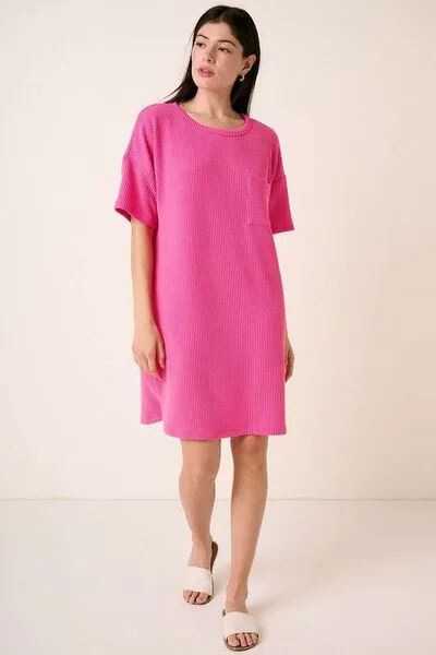 Urban Rib Knit Short Sleeve Tee Mini Dress
