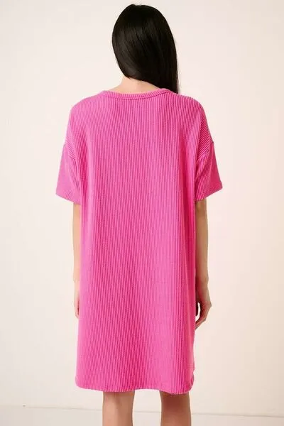 Urban Rib Knit Short Sleeve Tee Mini Dress