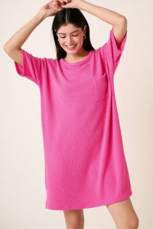 Urban Rib Knit Short Sleeve Tee Mini Dress