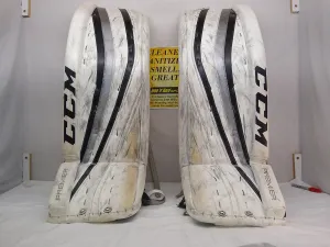 Used CCM Premier Pro Size 36 2 White/Silver Ice Hockey Goalie Leg Pads