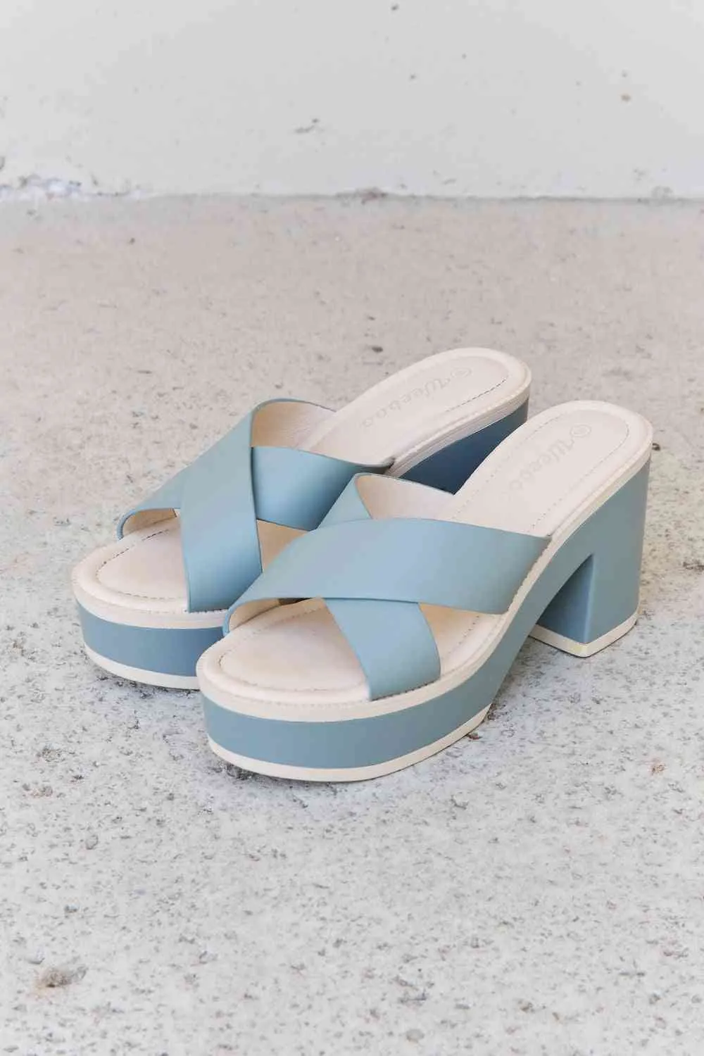 Weeboo Empowering Misty Blue Contrast Platform Sandals
