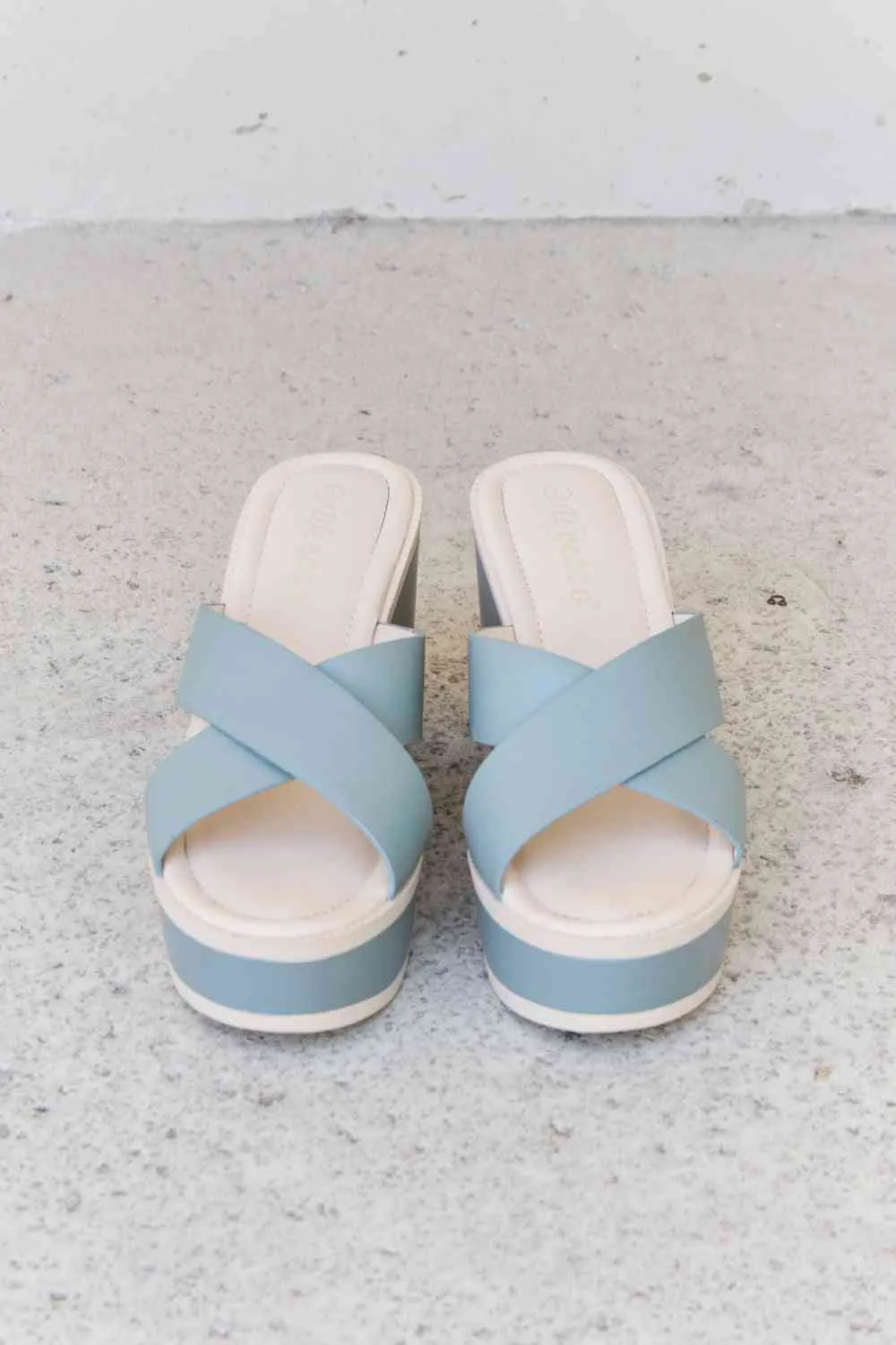 Weeboo Empowering Misty Blue Contrast Platform Sandals