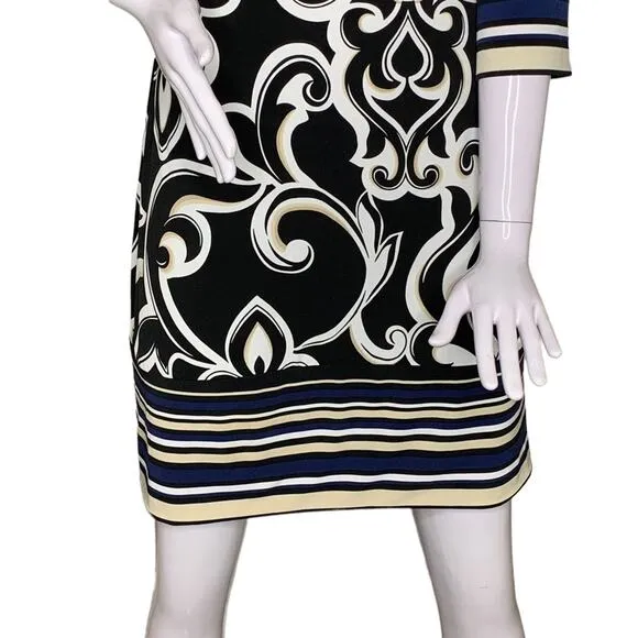 WHBM Formal Dress Size S Floral and Stripes print 3/4 Sleeve Square Neck…