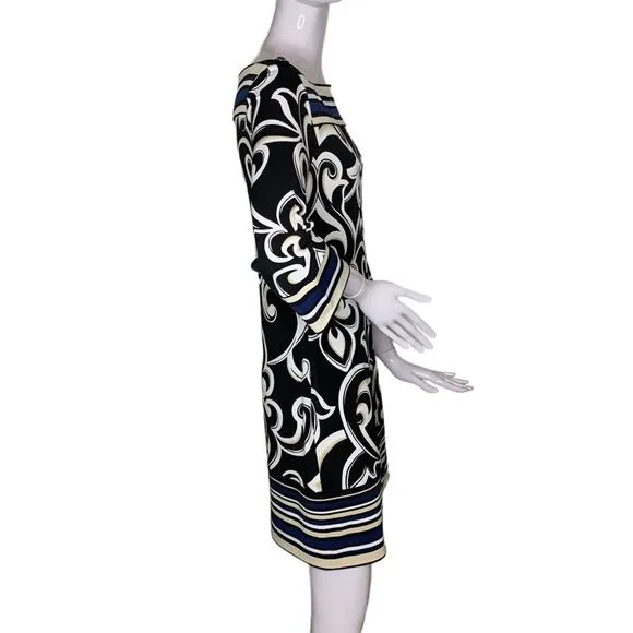 WHBM Formal Dress Size S Floral and Stripes print 3/4 Sleeve Square Neck…