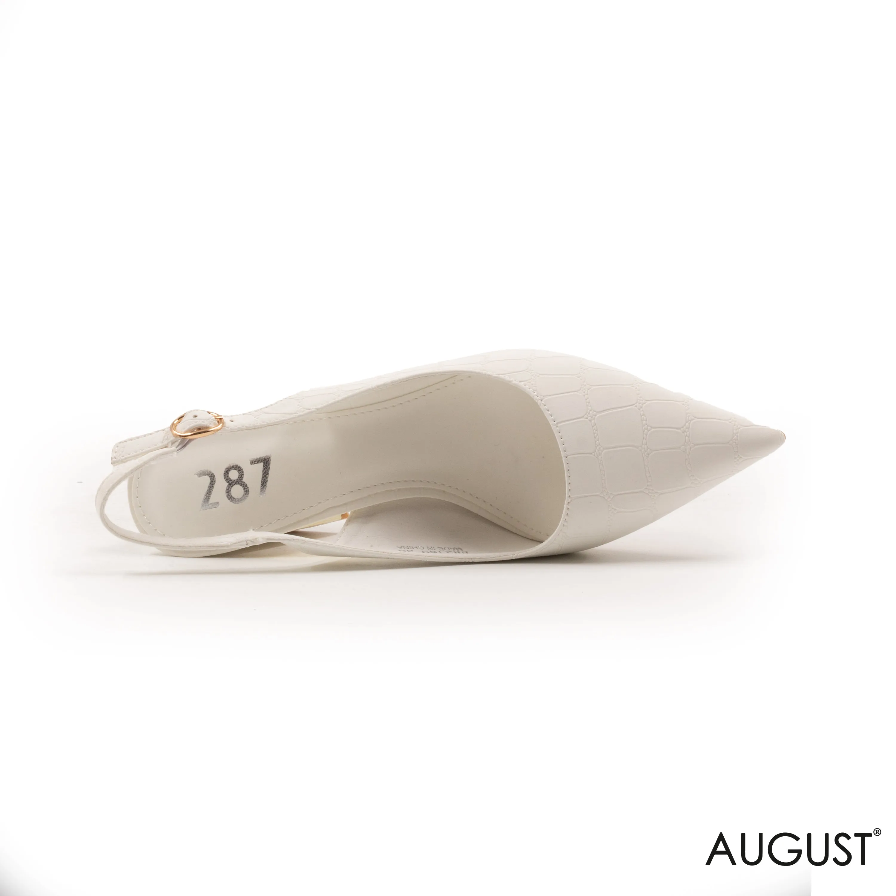 WHITE CROC LEATHER SLINGBACK HEEL SHOES