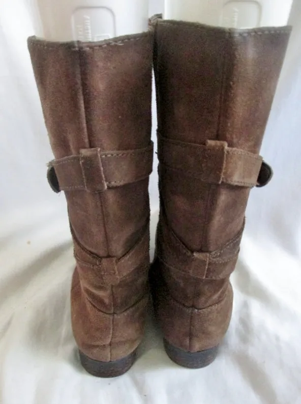 Womens RALPH LAUREN SHELBY Strappy Suede Buckle BOOTS BROWN 8 Boho Hipster
