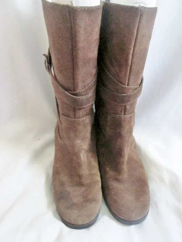 Womens RALPH LAUREN SHELBY Strappy Suede Buckle BOOTS BROWN 8 Boho Hipster