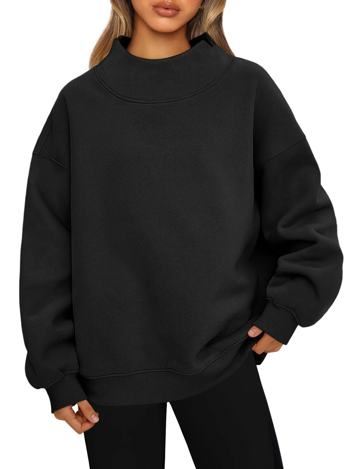 Women's Sweatshirt, Long Sleeves, High Neck, Pullover Sweatshirt, Casual Sweater, Thickened Upper Garment.C-241106-6