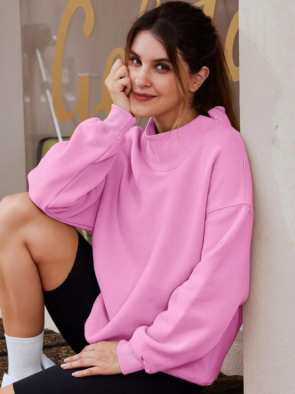 Women's Sweatshirt, Long Sleeves, High Neck, Pullover Sweatshirt, Casual Sweater, Thickened Upper Garment.C-241106-6