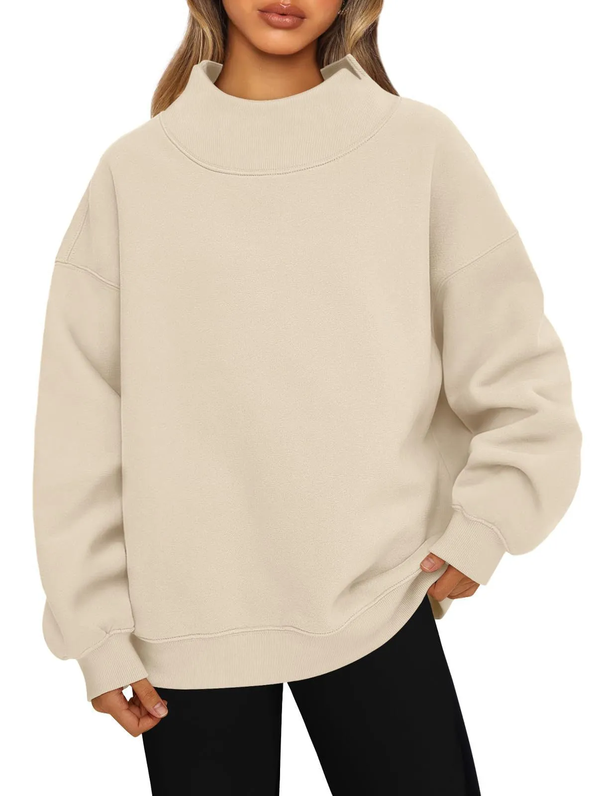 Women's Sweatshirt, Long Sleeves, High Neck, Pullover Sweatshirt, Casual Sweater, Thickened Upper Garment.C-241106-6