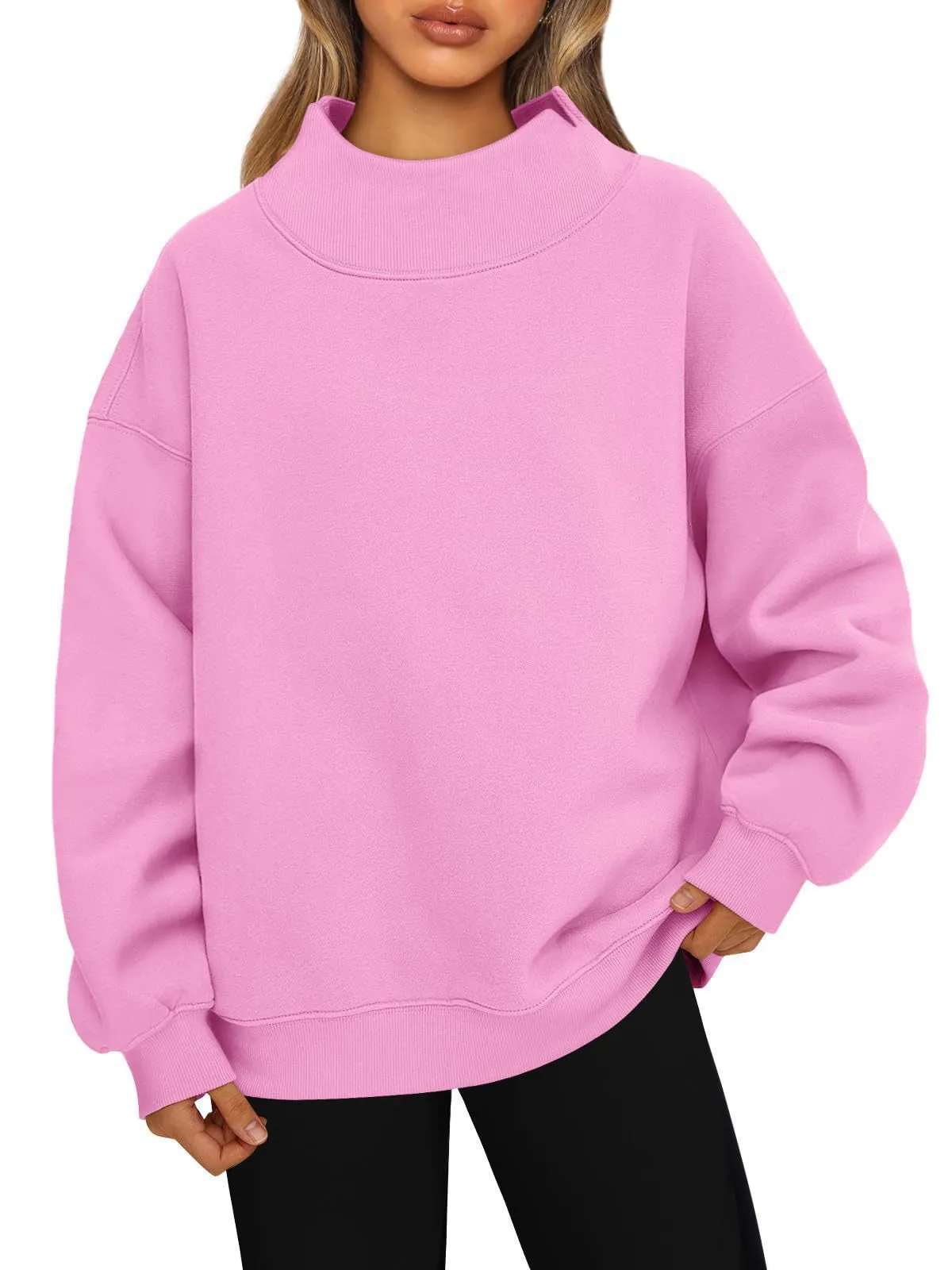 Women's Sweatshirt, Long Sleeves, High Neck, Pullover Sweatshirt, Casual Sweater, Thickened Upper Garment.C-241106-6