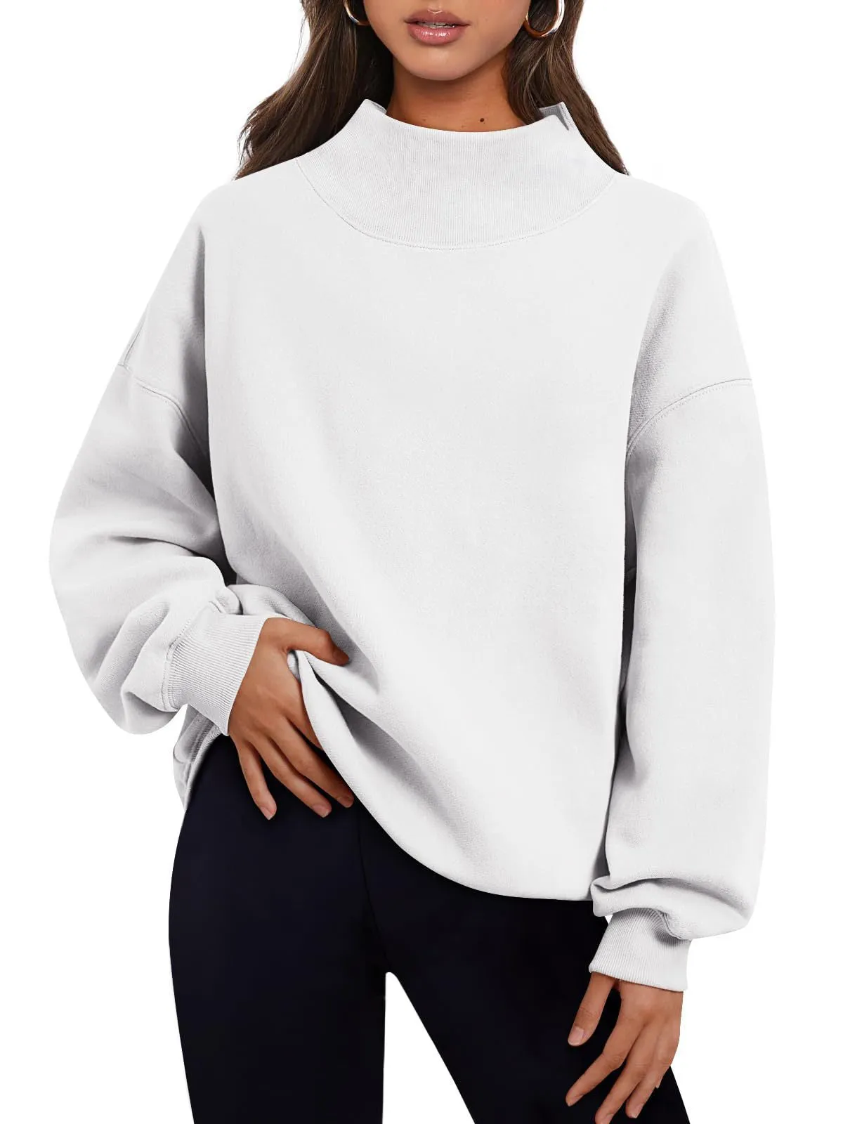 Women's Sweatshirt, Long Sleeves, High Neck, Pullover Sweatshirt, Casual Sweater, Thickened Upper Garment.C-241106-6