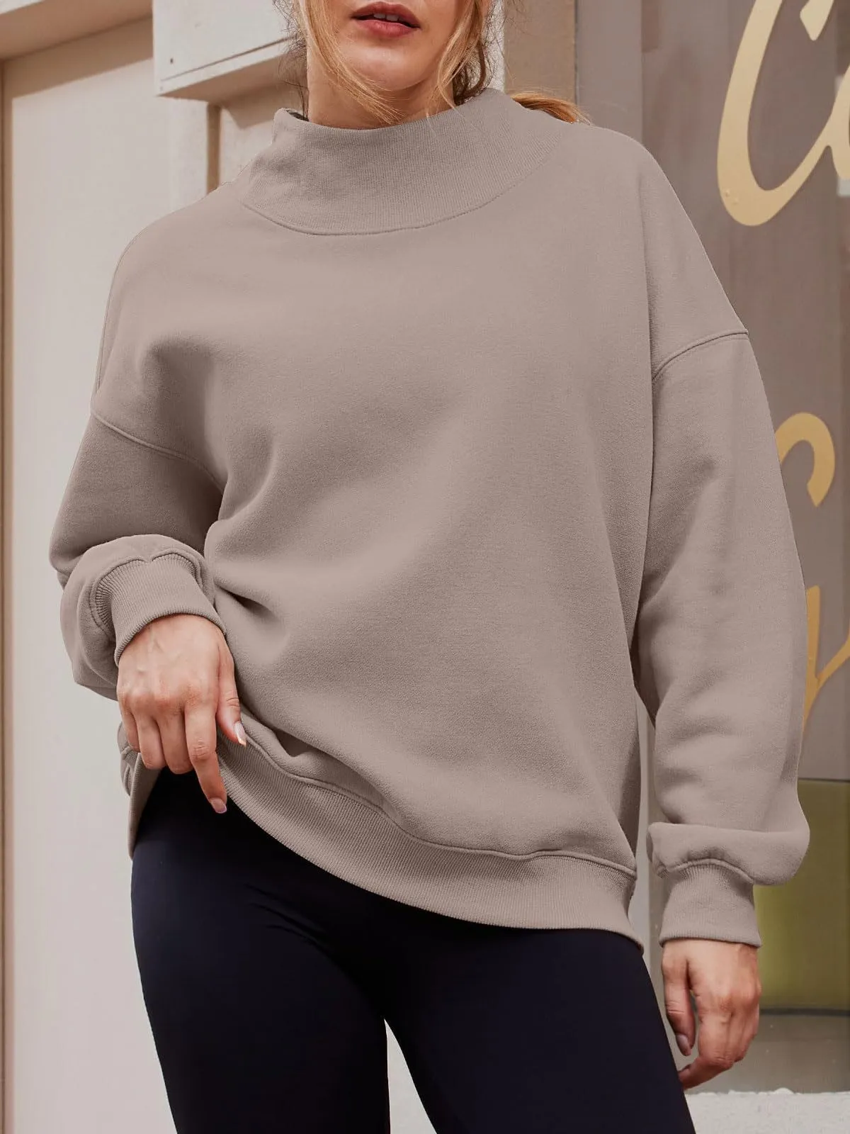 Women's Sweatshirt, Long Sleeves, High Neck, Pullover Sweatshirt, Casual Sweater, Thickened Upper Garment.C-241106-6