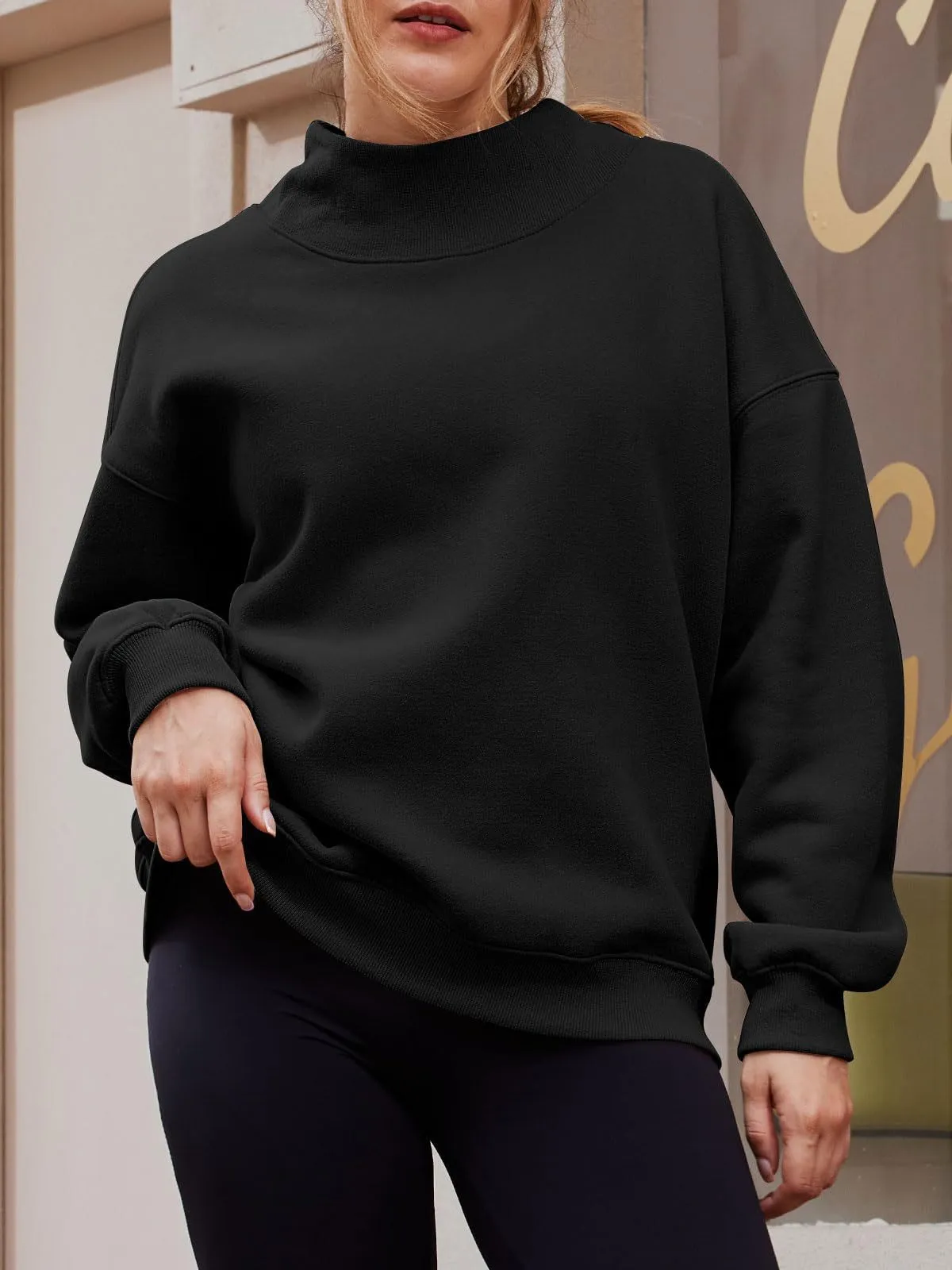 Women's Sweatshirt, Long Sleeves, High Neck, Pullover Sweatshirt, Casual Sweater, Thickened Upper Garment.C-241106-6