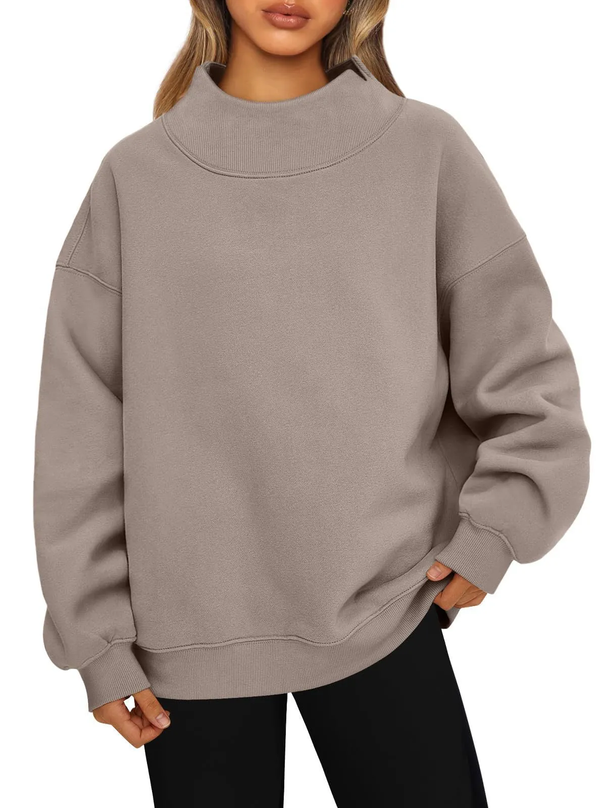 Women's Sweatshirt, Long Sleeves, High Neck, Pullover Sweatshirt, Casual Sweater, Thickened Upper Garment.C-241106-6